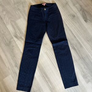 Lilly Pulitzer Size 00 Navy Blue Gold Patterned Dress Pant